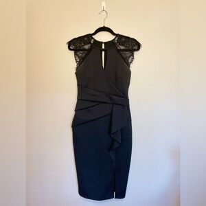 Lipsy Eyelash Lace Midi Dress, Black, Size 6, NWOT
